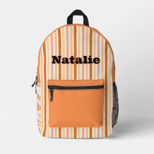 Sac À Dos Imprimé Nom personnalisé RAYURES LIGNE ORANGE