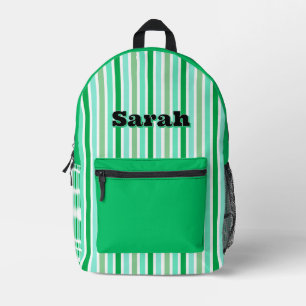 Sac À Dos Imprimé Nom personnalisé RAYURES LIGNE VERTE