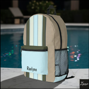 Sac À Dos Imprimé Nom personnalisé, Rayures verticales, Toile de jut