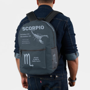 Sac À Dos Imprimé Nom personnalisé / Scorpion du symbole zodiaque du