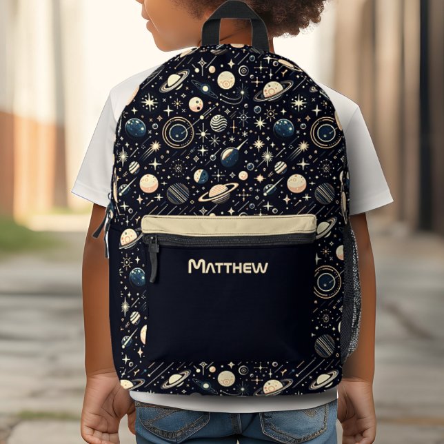 Sac À Dos Imprimé Nom personnalisé Thème Rétro Moderne Espace (Créateur téléchargé)