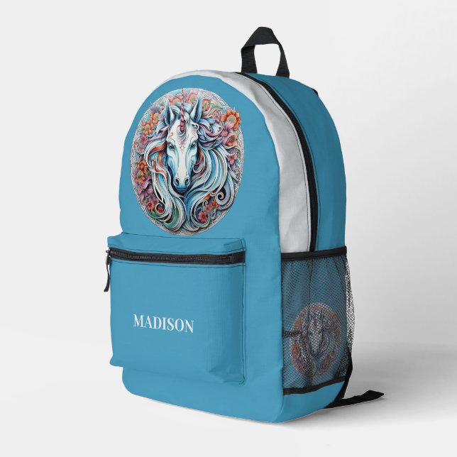 Sac À Dos Imprimé Nom personnalisé Unicorn (Coin arrière droit)