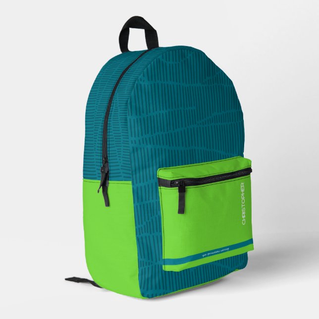 Sac À Dos Imprimé Nom personnalisé vert moderne (Coin arrière gauche)