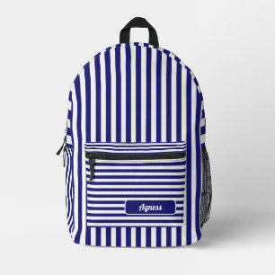 Sac À Dos Imprimé Nom Vintage trié bleu et blanc de minuit