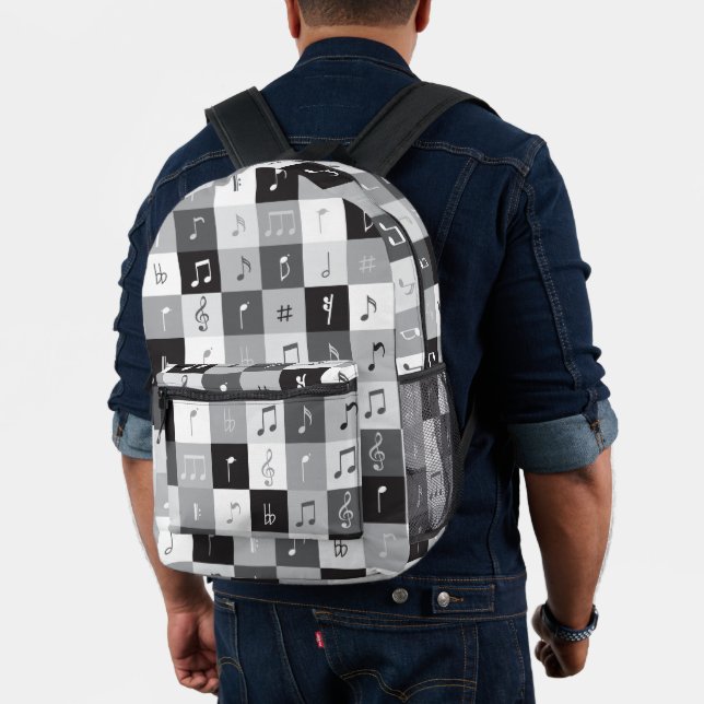 Sac À Dos Imprimé Notes de musique en niveaux de gris motif (Insitu (Modèle))