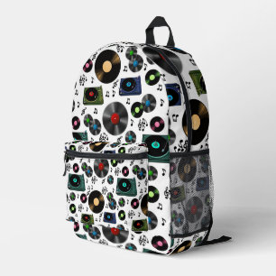 Sac À Dos Imprimé Notes musicales, albums de disques et lecteur