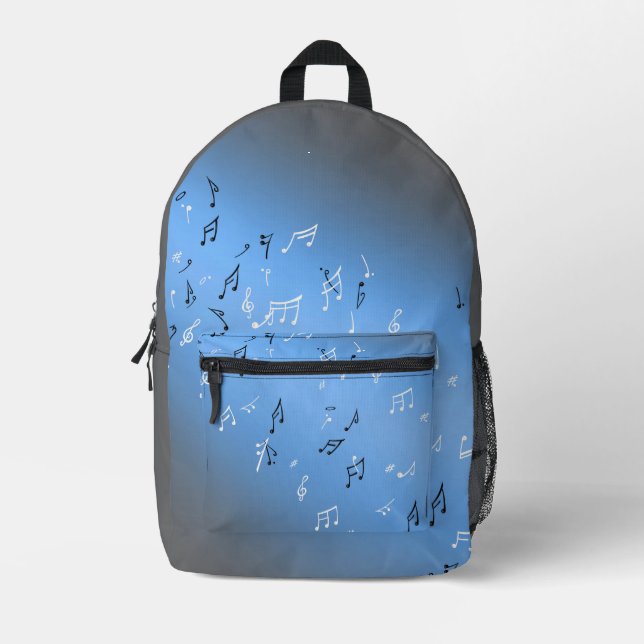 Sac À Dos Imprimé Notes musicales dans le bleu clair de lune (Recto)