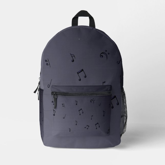 Sac À Dos Imprimé Notes musicales Ombre foncé (Recto)