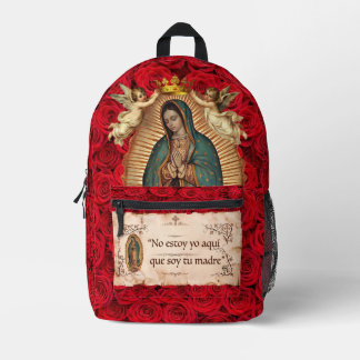 Sac À Dos Imprimé Notre-Dame de Guadalupe Roses catholiques mexicain
