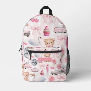 Sac À Dos Imprimé Nounours Rétro Mignon Rose Personnalisé Coquette