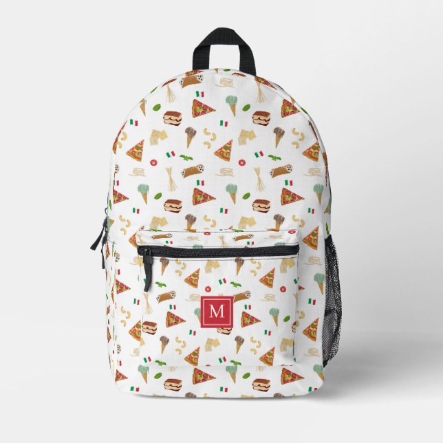 Sac À Dos Imprimé Nourriture italienne Pizza Pâtes Tiramisu Monogram (Recto)