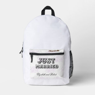 Sac À Dos Imprimé Nouveaux mariés blanc et noir Monogramme moderne l