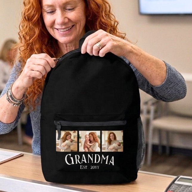 Sac À Dos Imprimé Nouvelle grand-mère Année d'établissement Nom pers (Créateur téléchargé)
