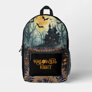 Sac À Dos Imprimé Nuit d'Halloween, motif de maison hantée
