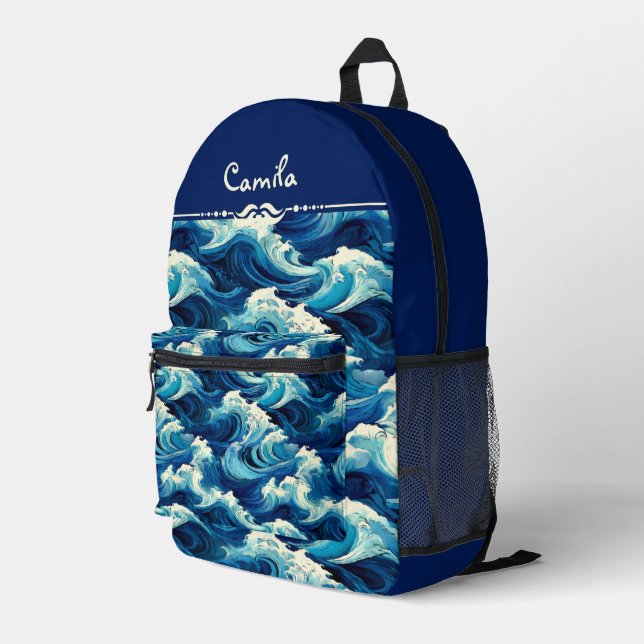 Sac À Dos Imprimé Océan bleu saphir (Coin arrière droit)