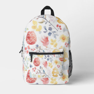 Sac À Dos Imprimé Œufs Décoratifs Floraux de Printemps Pastel Poussi
