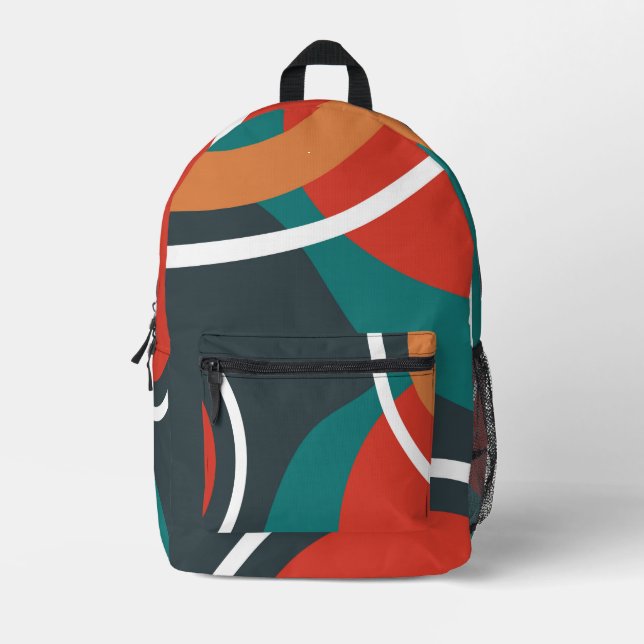Sac À Dos Imprimé OEuvre d'art Abstraite bleu rouge blanc (Recto)