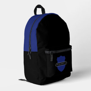 Sac À Dos Imprimé Officier de police minimaliste noir et bleu