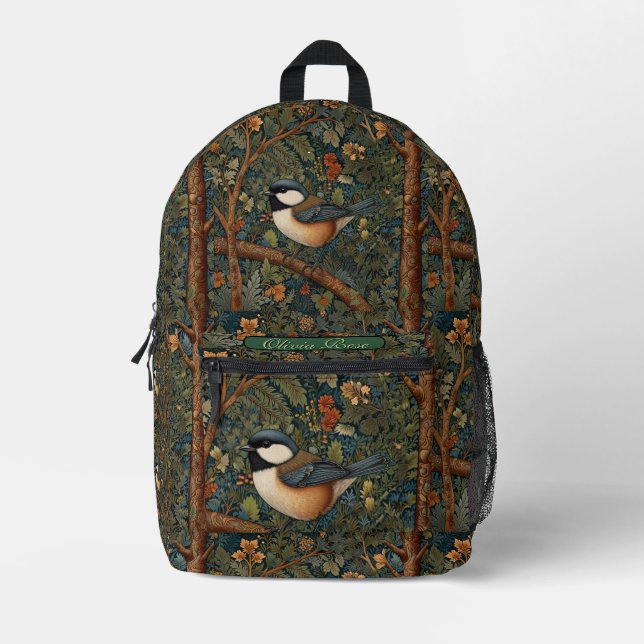 Sac À Dos Imprimé Oiseau élégant rétro de la forêt  (Recto)