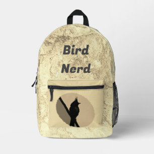 Sac À Dos Imprimé Oiseau Nerd Silhouette Tan Animal Birdwatcher