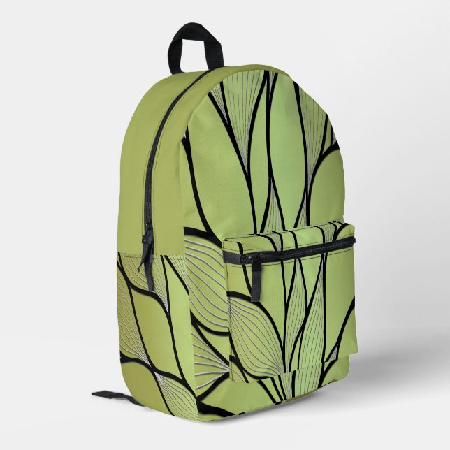 Sac À Dos Imprimé Olive Green Hues Creative Leave Motif (Coin arrière gauche)