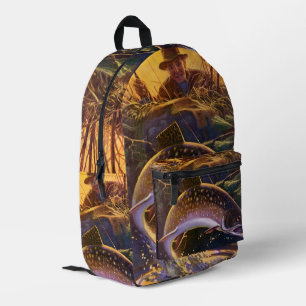 Sac À Dos Imprimé Omble de fontaine pêcheur de poissons, pêche sport