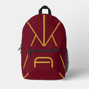 Sac À Dos Imprimé Or Initial Monogram Luxe Bourgogne Rouge
