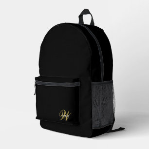 Sac À Dos Imprimé Or personnalisé Noir Or Initial l Élégant Minimali