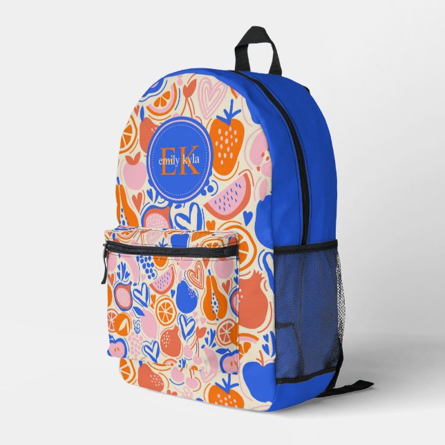 Sac À Dos Imprimé Orange Blue Monogram Fruits Légumes (Coin arrière droit)