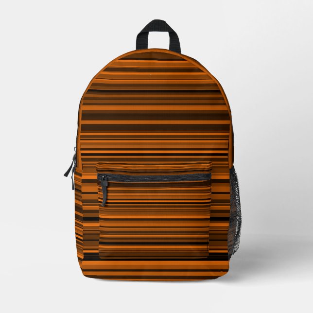 Sac À Dos Imprimé Orange Brown en bandes noires (Recto)