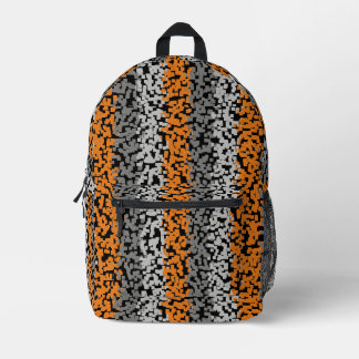 Sac À Dos Imprimé Orange gris noir pixellisé bandes