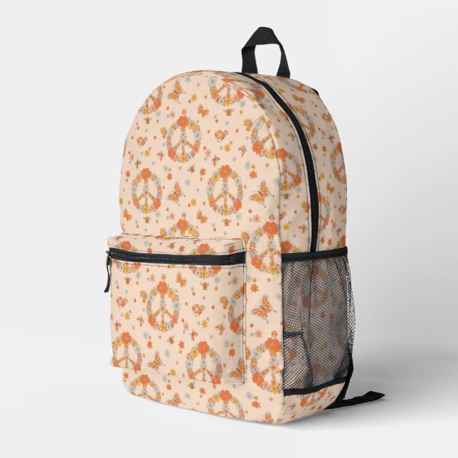 Sac À Dos Imprimé Orange Peace Floral (Coin arrière droit)