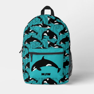 Sac À Dos Imprimé Orcas Tueur Baleines Turquoise Bleu Personnalisé