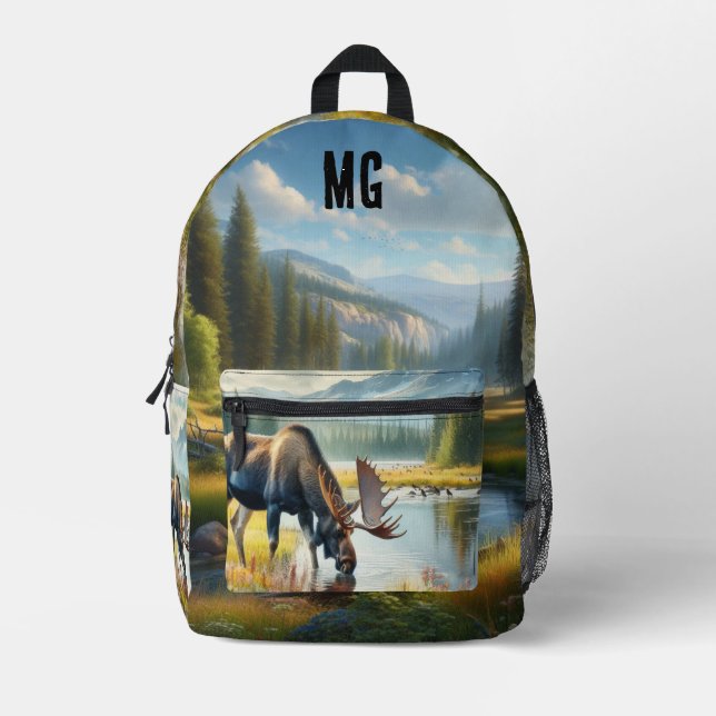 Sac À Dos Imprimé Orignal à l'aquarelle Monogram Alaska  (Recto)
