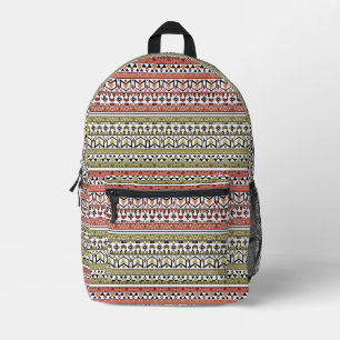 Sac À Dos Imprimé Ornement ethnique géométrique olive et marron