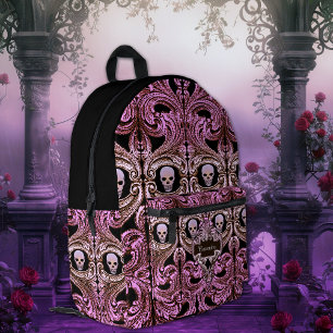Sac À Dos Imprimé Ornement rose Goth avec crâne personnalisé
