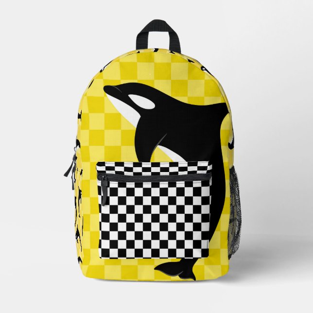 Sac À Dos Imprimé Orque noir et blanc à carreaux  (Recto)