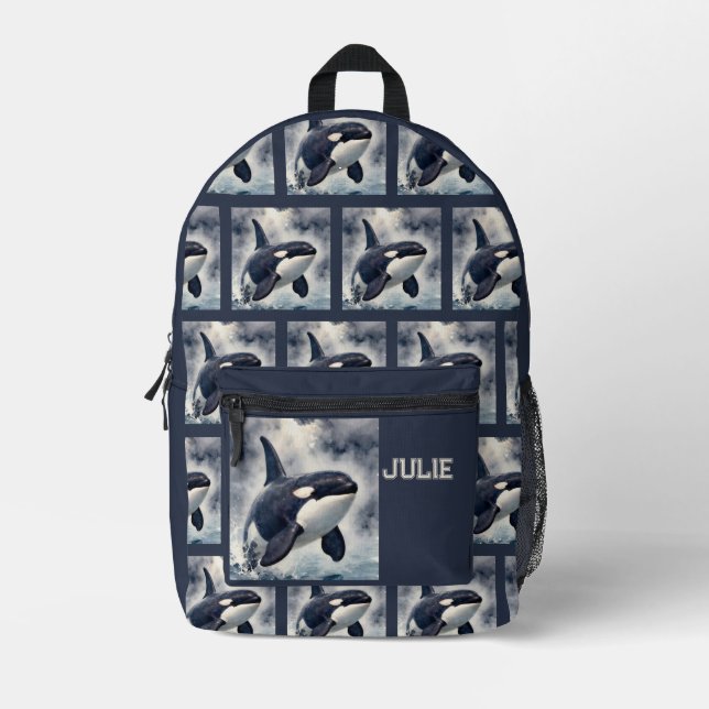 Sac À Dos Imprimé Orque Vagues orageuses, Personnalisé (Recto)