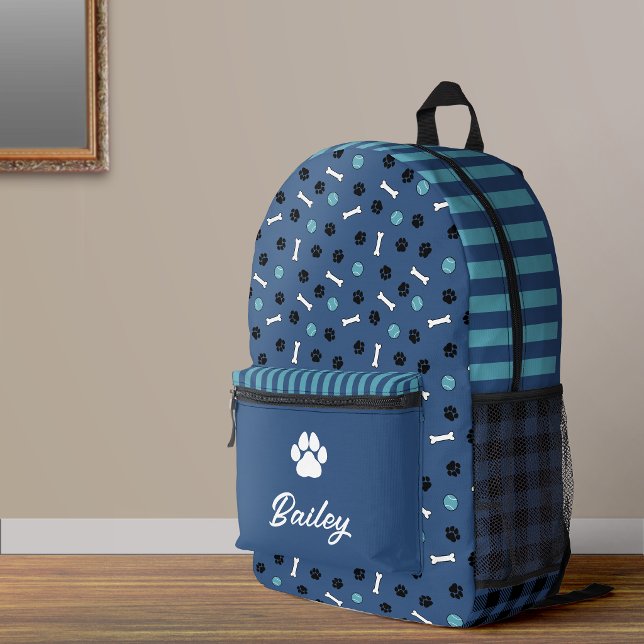 Sac À Dos Imprimé Os Bones & Balls Empreinte de Patte Nom de Chien (Créateur téléchargé)