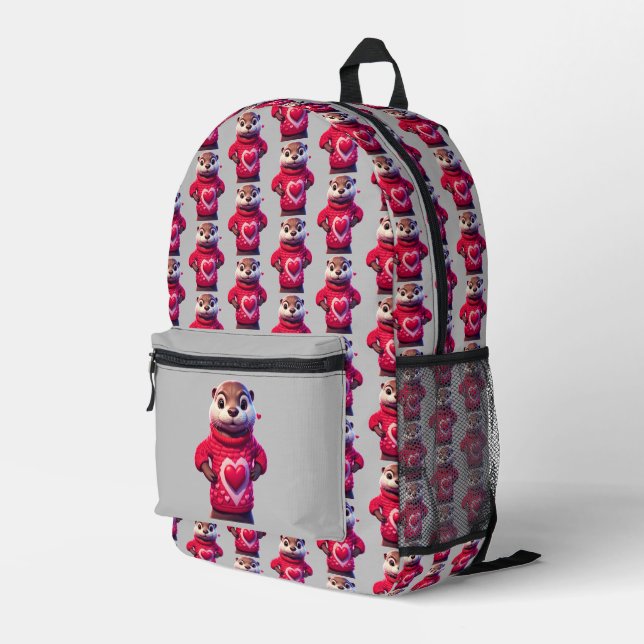 Sac À Dos Imprimé Otter dans le pull de la Saint Valentin (Coin arrière droit)