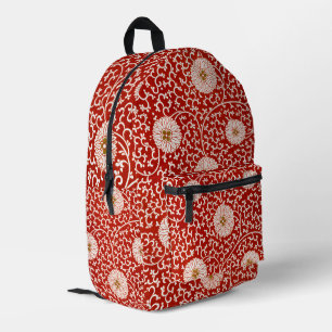 Sac À Dos Imprimé Owen Jones Ornement Chinois Fleurs Rouges et Blanc