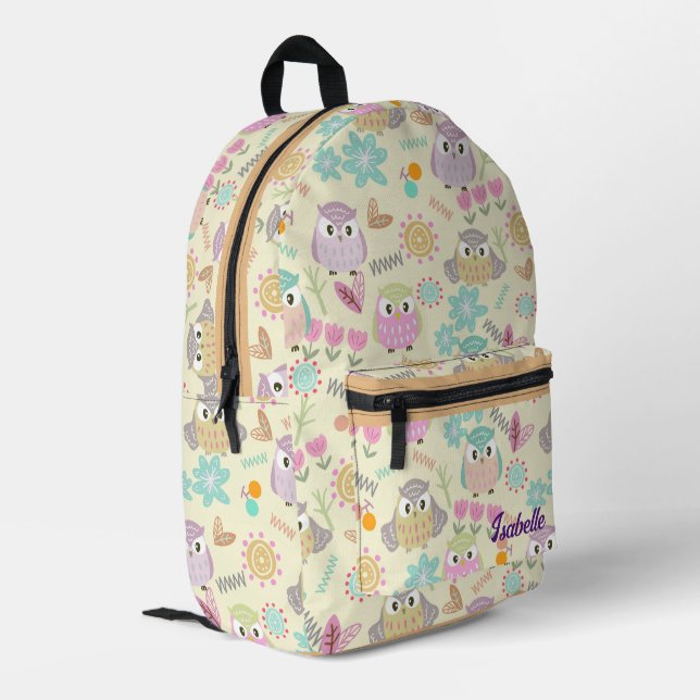Sac À Dos Imprimé Owl Pastel Jaune (Coin arrière gauche)