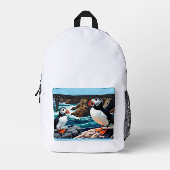 Sac À Dos Imprimé Pack arrière de pouffins islandais (Recto)
