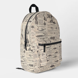Sac À Dos Imprimé Page de catalogue de leurres de pêche antiques en