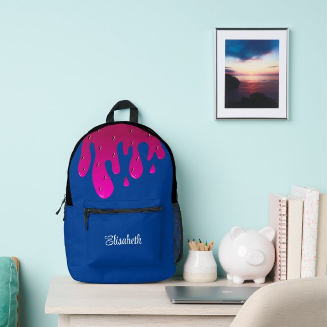 Sac À Dos Imprimé Paillettes Conception Enfants Mignonne Fraise qui  (Glitter Strawberry Dripping Slime Personalized Printed Backpack)