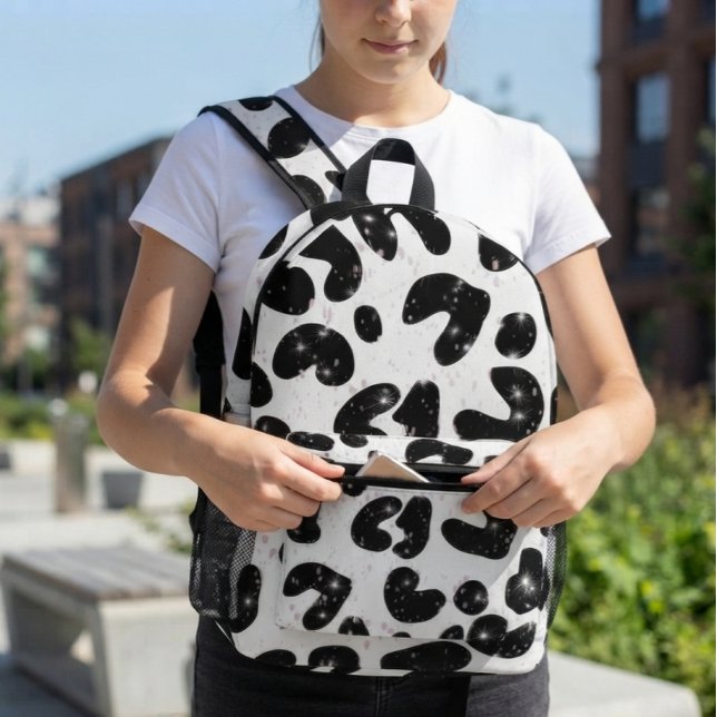 Sac À Dos Imprimé Paillettes Noir et Blanc Éclaboussures (Créateur téléchargé)