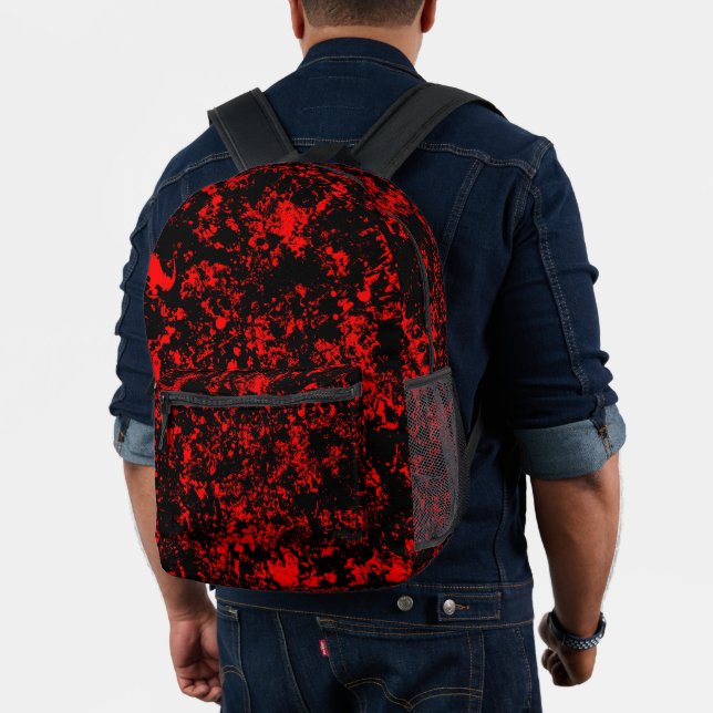 Sac À Dos Imprimé Paint Splatter-Noir & Rouge (Insitu (Modèle))