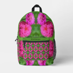 Sac À Dos Imprimé Paire de fleurs rose Zinnia Abstraite personnalisé