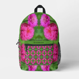 Sac À Dos Imprimé Paire de fleurs rose Zinnia Abstraite personnalisé