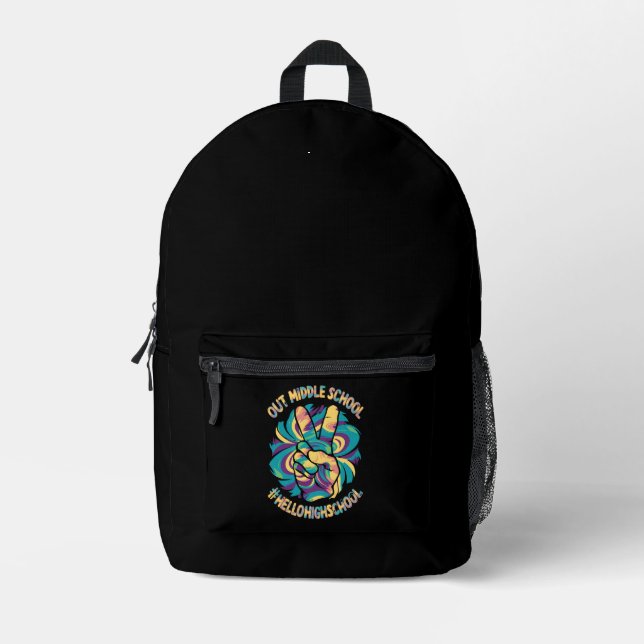 Sac À Dos Imprimé Paix dehors Milieu Bonjour Lycée Tie Dye  (Recto)